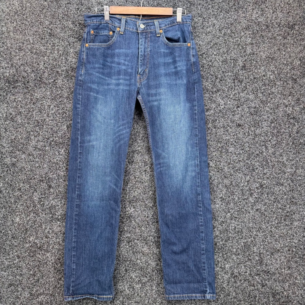 Levis 505 Regular Fit Straight Leg Jeans Mens 32x32 Medium Wash Blue Denim